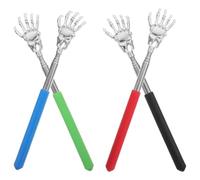 BATHVEVE 4pcs Heavy Duty Stainless Steel Retractable Back Scratcher with Ghost Hand Design Telescopic Scratcher for Men and Women Portable Itch Relief Massage Tool in Blue Red Green Black