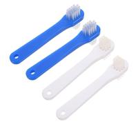BATHVEVE 4pcs Oral Cleaner False Teeth Cleaner 360-degree Adult Toothbrush with Flexible Cleaning Ergonomic Handle Portable Denture Tooth Brush for Semi-dentures and Full Dentures