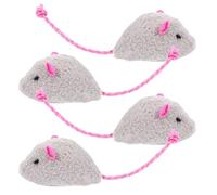 BATHVEVE 4pcs Plush Mouse Cat for Indoor Use, Interactive Self-entertaining Teething with Realistic Rat Shape, Soft Plush Material for House Cats to Chase and Play