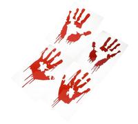 BATHVEVE 4pcs Reflective Bloody Handprint Car Stickers Red Pet Material Decorative Horror Decals for Door and Window, for Halloween Party and Haunted House