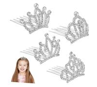 BATHVEVE 4pcs Tiara Crown Hair Combs for Rhinestone Princess Accessories for Birthday Parties Performances Special Occasions