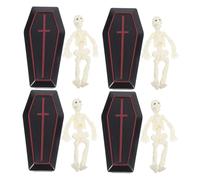 BATHVEVE 4sets Mini Coffin with Skeletons for Halloween Decoration Creative Prank Props for Parties and Stage Use Realistic Tabletop Decor for Spooky Celebrations