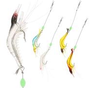 BATHVEVE 5pcs Bionic Shrimp Fishing Lures with Hooks, Soft Shrimp Shaped Artificial Baits Made of Rubber and Metal, Featuring Life-like Swimming Actions for Sea Fish and Tree Fish Fishing