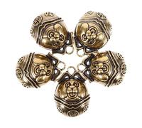 BATHVEVE 5pcs Brass Dog Collar Bells for Small Pets, Vintage Retro Charm Pendant with Comfortable Wear Resistance, Golden Metal Bells for DIY Making and Photo Shoots