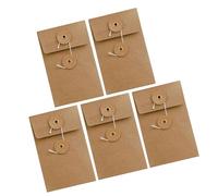 BATHVEVE 5pcs Vintage Handmade Kraft Paper Envelopes with String Tie Closure Storage Cases for Office Documents Greeting Cards Invitations Suitable for Notebooks Secure Seal