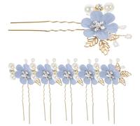 BATHVEVE 6 Pcs Bridal Flower U-shaped Hairpin Pearls and Rhinestones, Lightweight and Easy to Use Hair Accessories for Women, for Honeymoon and Anniversary