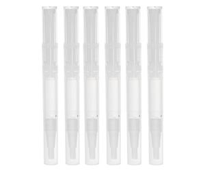 BATHVEVE 6Pcs Lip Oil Pens Empty 3Ml Twist Applicators with Brush Tip, Sturdy PP Material Leak-Resistant for Nail Care and Makeup Sampling