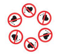 BATHVEVE 6pcs Pvc Adhesive No Warning Sign Decals, Highly Visible Safety Warning Stickers for Metro Stations and Labs, Leaves No Residue, Caution Decal for Restricted Areas