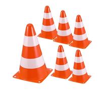 BATHVEVE 6pcs Traffic Safety Cones High Visibility Portable Lightweight Street Markers for Construction Management with Reflective Elements and Stackable Design