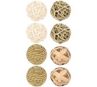 BATHVEVE 8Pcs Hamster Chew Set Natural Molar Balls Rabbit Chewing Small Animal Treat Plaything for Guinea Pigs and Bunnies Cage Accessories