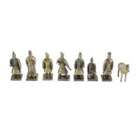 BATHVEVE 8pcs Portable Alloy Terracotta Warriors Sculpture Ornaments Retro Vintage Emperor Qin Statue Decor for Table Desktop Collectible