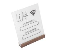 BATHVEVE Acrylic Wifi Password Sign with Wooden Base and Pen Elegant Desktop Wireless Network Board for Hotels Restaurants Business Guests Minimalist Wifi Code Display for Home Office Decor