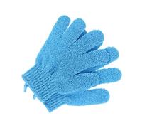 BATHVEVE Bath Exfoliating Gloves Five Fingers Blue Body Scrub Shower Mitts Gentle Dead Skin Removal for Men and Women Bathing Spa