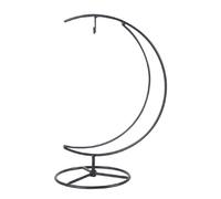 BATHVEVE Black Iron Ornament Stand Terrarium Stand Creative Modern Half Moon Shape Sturdy Convenient Display Holder for Courtyard Balcony Decoration