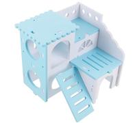 BATHVEVE Blue Ecological Board Hamster Hideout House for Dwarf Hamster and Mouse Small Animal Play Spot and Resting Place