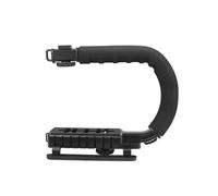 BATHVEVE Bracket Handle Grip Stabilizer and Anti-skid Pads U-shaped with Three Hot Shoe Design Abs Material for Dslr Camera and Camcorder for Professional Video Shooting