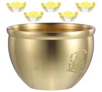 BATHVEVE Brass Treasure Bowl Chinese Style Decorative Basin for Object Storage and Ashtray Use, Golden Traditional Design for Living Room and Spring Festival Home Decoration