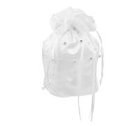 BATHVEVE Bride Handbag and Easy Closure with Pearl and Rhinestone Decorations Satin White Portable Handle for Holiday Wedding Packaging and Bridal Use