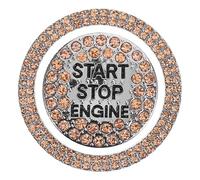 BATHVEVE Car Push Button Start Cover with Rhinestone Bling Ring, Orange No-hole Ignition Switch Protector, Universal Fit Car Interior Accessory for Women