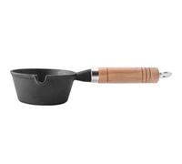 BATHVEVE Cast Iron Mini Egg Frying Pan with Wood Handle, One-piece Molding Non-Stick Saucepan for Gas and Induction Hobs, Less Grease and Smoke for Household Cooking