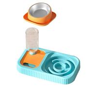 BATHVEVE Cat Double Bowl Feeder with Gravity Water Dispenser for Pets, Comfortable Dining Experience, Made of Sturdy Pp and Stainless Steel, Suitable for Cats and Small Dogs, Anti-fall