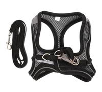 BATHVEVE Cat Harness with Reflective Fabric and Leash Set for Outdoor Walking and Breathable Mesh, Portable and Flexible Pet Chest Strap Suitable for Cats Weighing 10-35 Catty