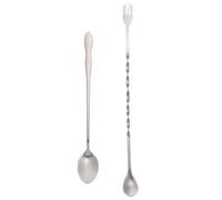 BATHVEVE Cocktail Stirring Spoons Stainless Steel 2pcs Reusable with Handles for Mixing Cocktails and Drinks Swizzle Sticks Like Juice, Iced Tea, and Ice Coffee