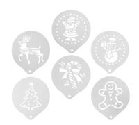 BATHVEVE Coffee Art Stencils with Silver Templates 6pcs Stainless Steel for Latte Decoration and Cake Decorating Suitable for Home Kitchen and Art Craft