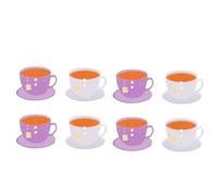 BATHVEVE Coffee Cup Sewing Buttons White Base 100Pcs Wooden Fasteners for DIY Handcraft and Decorative Upholstery
