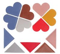 BATHVEVE Corner Bookmarks Set Prevents Page Damage Pu Leather 12pcs with Heart and Triangle Shapes, Resistant to Wear and Tear Novelty Book Accessories for Readers and Students