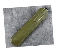 BATHVEVE Creative Olive Green Large Leather Pen Pouch Holder Handmade Fountain Ballpoint Pen Case Single Pencil Bag for Office College Travel