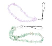 BATHVEVE Crystal Phone Chain 2pcs Lightweight Mobile Phone Decoration with Natural Gemstone Beads and Fixing Rope for Bag