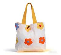 BATHVEVE Cute Floral Canvas Handbag with Thickened Cotton Material and Fine Workmanship, Top-handle School Bag for Shopping Mall Packaging and Everyday Use