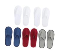 BATHVEVE Disposable Brushed Cloth Indoor Slippers 5 Pairs Hotel Guest Footwear Random Colors Non-slip Spa House Shoes for Travel and Home Use