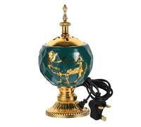 BATHVEVE Electric Bukhoor Burner Ceramic and Iron Plug in Incense Holder, Aroma Incense Burner Decorative Effect, Vintage Portable Design for Living Room and Table Centrepiece