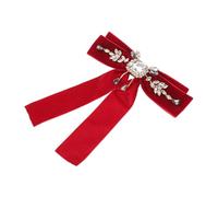 BATHVEVE Elegant British Vintage Bow Brooch Pin for Women, Velvet Ribbon Material Adorned with Rhinestones, Resistant to Fading, for Weddings and Evening Events, Classic French Style