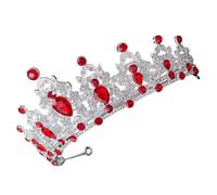 BATHVEVE Elegant Red Royal Crown Tiara Headband for Brides and Sisters, Alloy and Rhinestone Material, Resistant to Fading, for Halloween and Special Occasions
