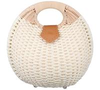 BATHVEVE Fashionable Rattan Straw Handbag with Shell Shape and Button Design White Elegant Handbag for Travel and Every Day Use Lightweight and Beautiful Storage for Women