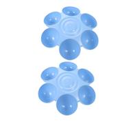 BATHVEVE Flower Shaped Pet Bowls with Smooth Surface and Easy to Clean Design 2pcs Plastic Material Blue Colour, 6-petals Shape for Dog and Cat Feeding Suitable for Indoor Use