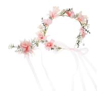 BATHVEVE Flower Wreath Headband Always Maintain Blooming State with Pearl Motif, Cloth Material Elegant and Sweet Style Bridal for Wedding and Beach Occasion
