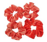 BATHVEVE Fluorescent Hair Scrunchies 4pcs Large Elastic Ponytail Holders Bright Neon Orange Stretchy Hair Ties for Women and Girls