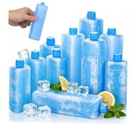 BATHVEVE Freezer Cooler Ice Packs 10Pcs Reusable PE Hard Ice Pack Blocks, Compact Portable Cooling Pack for Lunch Bags, Storage and Daily Meals on the Go