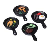 BATHVEVE Frying Pan Cute Fridge Magnets Resin 4pcs Decorative Kitchen Accessories Hand-painted Colour, for Home Decor and Holding Notes for Refrigerator and Dishwasher