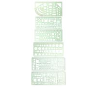 BATHVEVE Geometric Drawing Template Set for Drafting Tools with Plastic Ruler and Circle Templates, 6 Pieces High Grade Plastic Stencils for Architecture Drawing and Web Technology