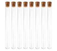 BATHVEVE Glass Test Tubes round Bottom Design Well Sealed with Wood Cork Stoppers 8pcs for School Chemistry Experiments and Liquid Storage