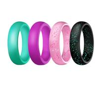 BATHVEVE Glitter Silicone Rings and Avoid Water Retention Random Color Simple Styled 4pcs Sports Finger Rings Made of Sturdy Silicone for Women for Activities and Everyday Wear