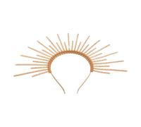 BATHVEVE Golden Embellished Headband with Crystal Jewels, Dramatic Sunburst Spike Crown Design, Metal and Resin Material, Prevents Slipping, for Wedding Guests and Halloween Decor