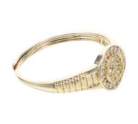 BATHVEVE Golden Mini Watch Open Ring for Women with High Precision Quartz Movement, Vintage Style Copper Clock Ring with Rhinestone Detail, for Party and Daily Outfits