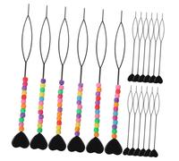 BATHVEVE Hair Beaders Tool for Braids 18 Pieces Quick Hair Tail Beading Tools with 6 Beaded and 12 Plain Pins for Girls Styling