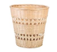 BATHVEVE Hand Woven Bamboo Trash Can Rustic Style Wastepaper Basket Storage Chic Household Decor Versatile Rubbish Container for Bedroom Bathroom and Office